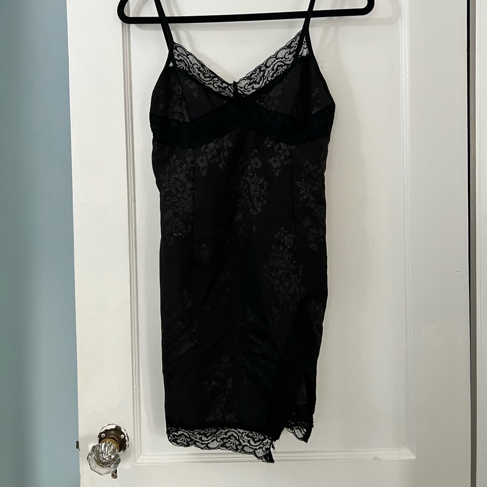 black floral lace mini dress
